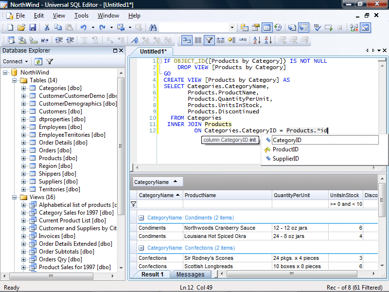 Universal SQL Editor Screenshot